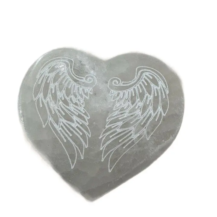 Manifestation Selenite Angel Wings Engraved Heart Crystal Charging Cleansing Plate      Tiger's Eye Abundance Wrist Lapis Lazuli Stretch Gemstone Natural Jewelry Set Home Bulk Velvet Green crystal jewelry High Quality