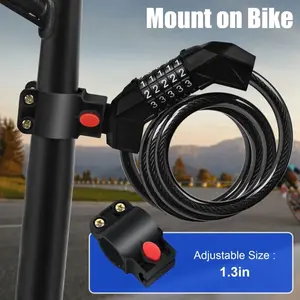 Anti-Theft 5-Digit Combo Bike Lock, Weatherproof PVC,  4ft Steel Cable,
