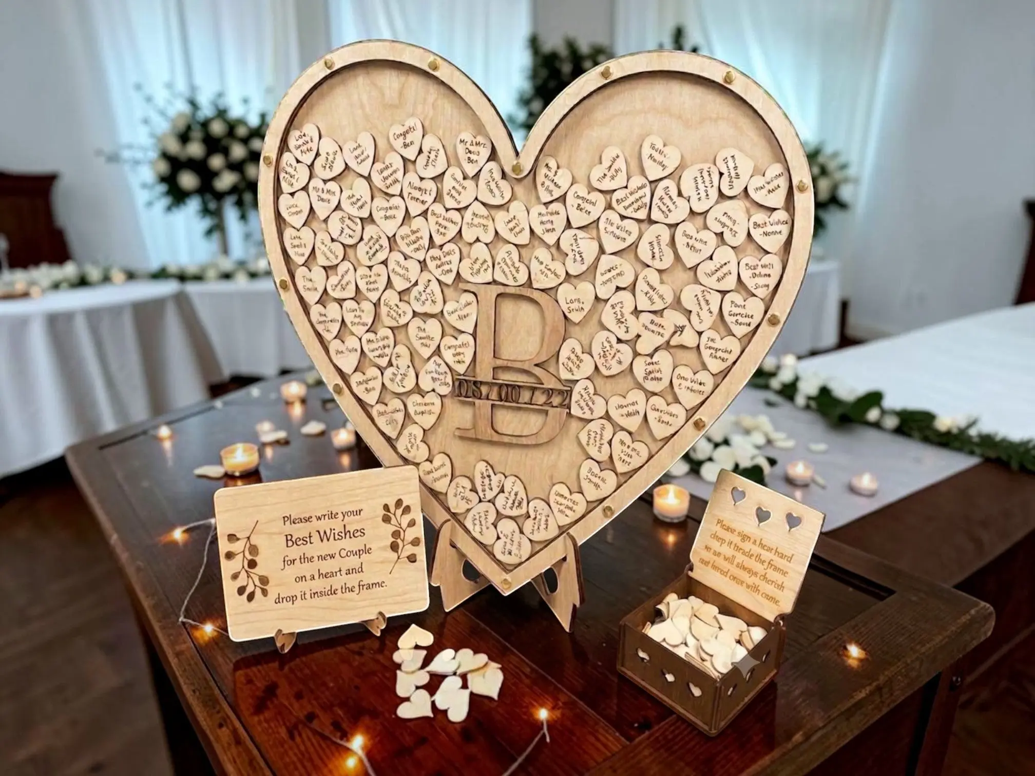Heart Shaped Wedding Guest Book Drop Box Frame
