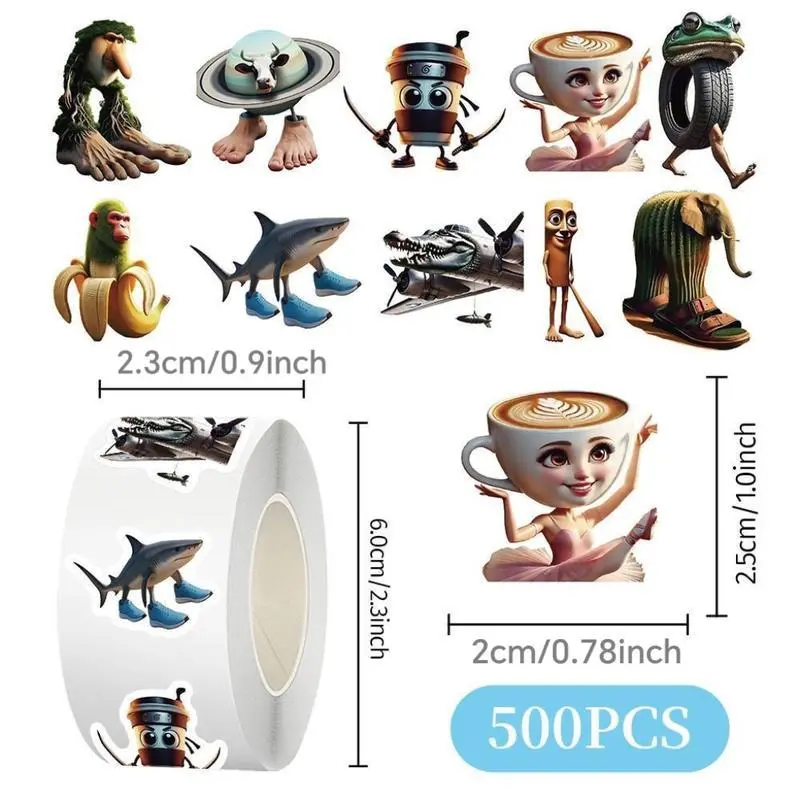Funny Italian Brainrot Animals Stickers - Waterproof Cute Stickers for Water Bottles, Laptops, Journals | Reusable Vinyl Stickers Pack for Teens, Kids, Adults Decorations (500Pcs) Animals