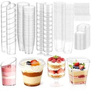 Summer Sale 150 Pcs Dessert Cups with Lids and Spoons, 5 OZ Parfait Cups 3 OZ Plastic Desert Cups Clear Mini Shooter Cups for Party Reusable Small Appetizer Serving Fruit Cup Ice Cream Cake Pudding