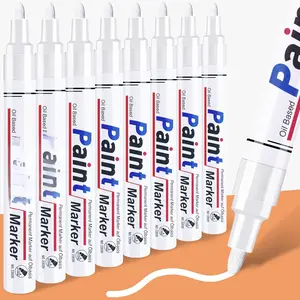 White Permanent Marker  - 8 White  Markers for Metal Surfaces Tire Black Paper  Plastic Rocks Fabric, Marker Permanent, Oil Based  Markers Medium Tip