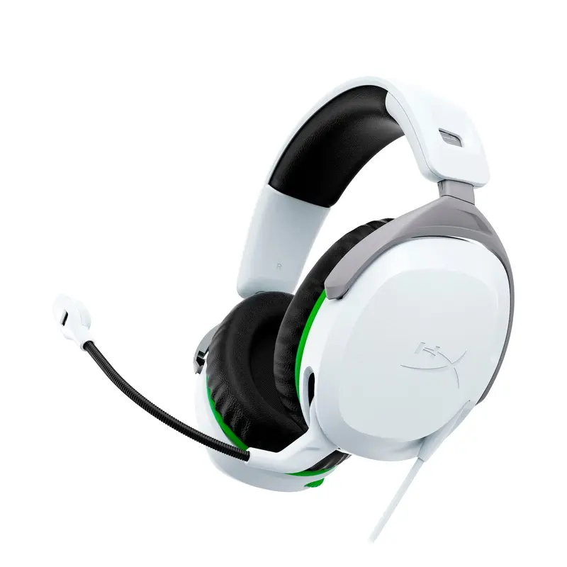 HyperX CloudX Stinger 2 Over-Ear Gaming Headphones - Xbox-Licensed 3.93ft Wired Headset with Swivel-Mute Mic, 50mm Drivers, Premium Leatherette, 90° Cup Rest, Noise Cancellation, Memory Foam, Adjustable Sliders Headband, 2-Year Warranty, White