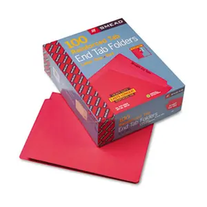 Smead 25710 Red Letter-Size Colored File Organizer Folders - 11 pt. stock, 3/4" expansion, Straight Cut, Reinforced End Tab, Color-Coding for Open Shelf Filing Systems, 100 per Box