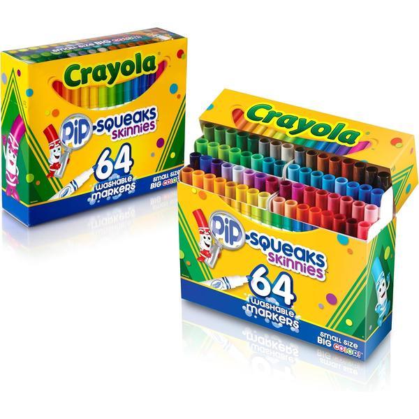Crayola Pip-Squeaks Skinnies Washable Markers (64ct) – Mini Coloring Markers for Kids Craft Supplies, Ages 3+