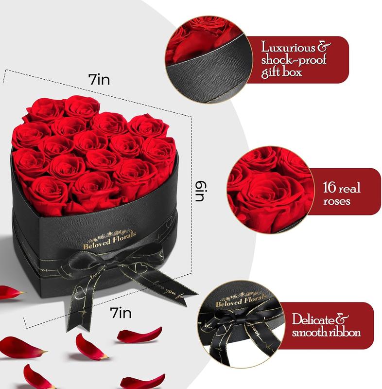 16 Preserved Flowers Rose Boka Birthday Gifts for Women Her Mom Wife Girlfriend Grandma on Valentines Mothers Day Christmas Anniversary Romantic