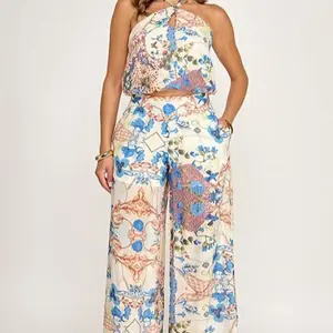 Floral Halter Pant Set