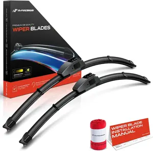APWB092 20"+20" 2 Pack Windshield Wiper Blades Compatible with Ford 1999-2008 F-150 F-250 F-350 F-450 F-550, 1994-2004 Mustang, Hook Connector, with Wiper Wear Indicator & Towel
