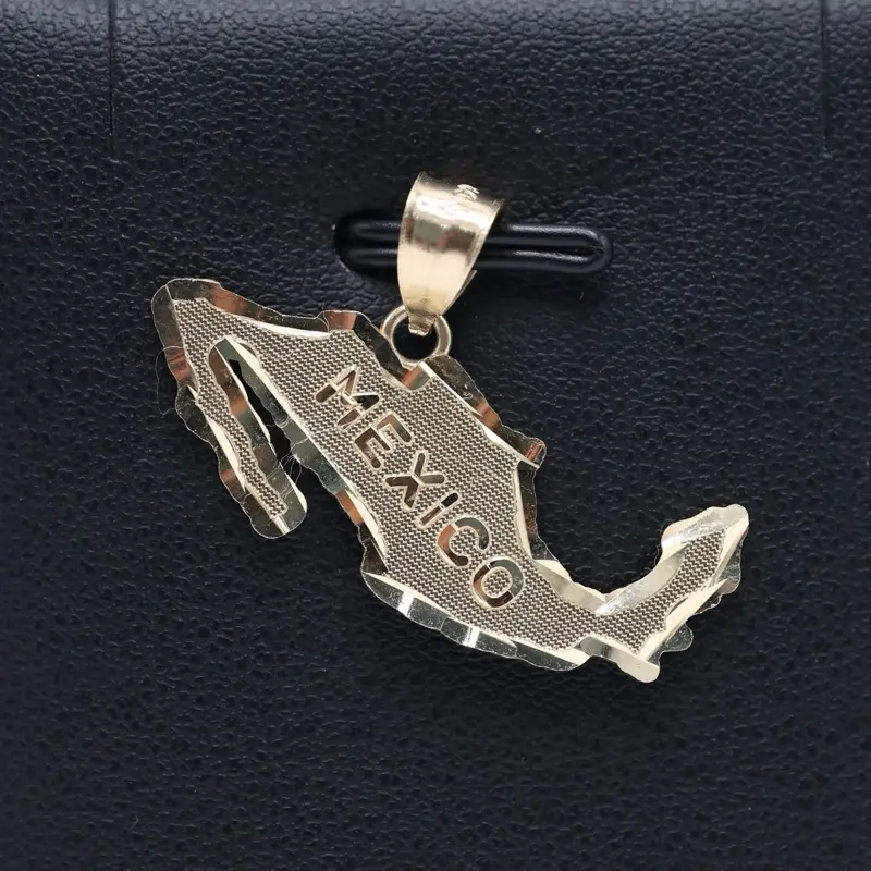 14KT Gold Diamond-Cut Mexico Map Pendant | Mexico Country Charm | Hispanic Jewelry