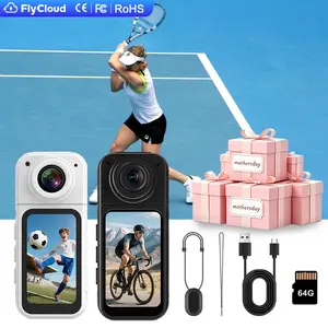 [Flycloud S] 2.7K 3 in 1 Mini Thumb Action Camera with 180° Rotatable Lens Magnetic Design 1.47 Inch HD Screen Cloud Storage Support APP View for Indoor Outdoor Sports Pets Work Study Travel Life Recording 64GB TF Included as a Gift