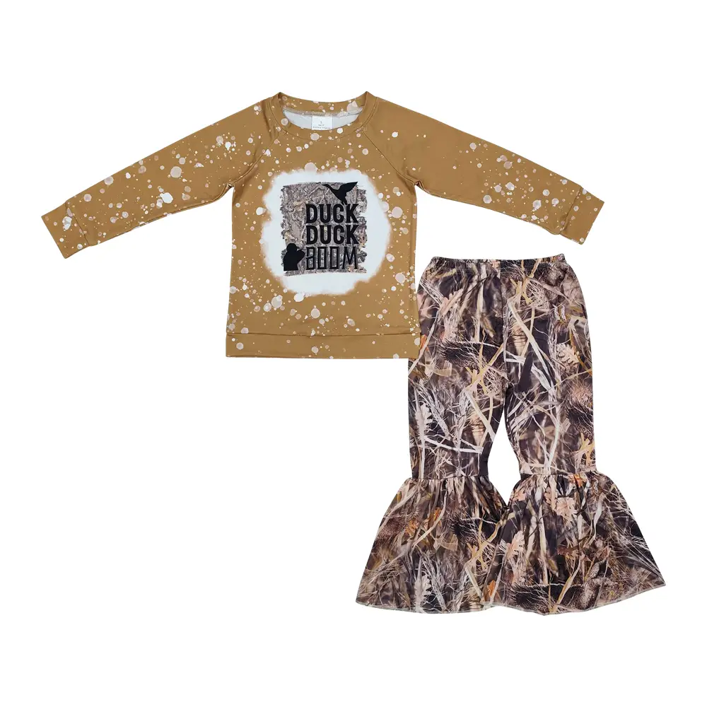 GLP0341-Fashion Girls Mallard Ducks Comfort Long Sleeve Pants Casual Suit