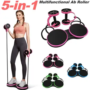 Multi-Use 5-in-1 Ab Roller with Resistance Bands & Waist Twist, Compact Home Fitness, Portable Twisting Trainer