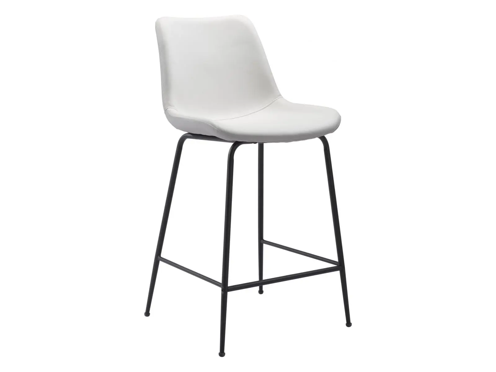 HomeRoots 396532 Sturdy Steel Accent Counter Chair with Footrest - Top Shelf, Modern, Rugged, White & Black, 38.6 x 20.1 x 22.2 in, Detailed Stitching