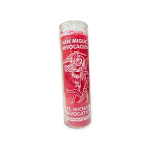 St. Michael Reversal Candle - Remove Curses and Negative Energies - San Miguel Revocacion - Red Design