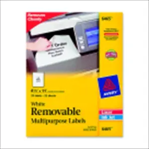 Avery 1054705 Paper Rectangle Removable Self-Adhesive Id Label For Laser And Inkjet Printers, 8.5 x 11 In, White, Pack 25