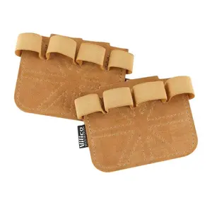 Four-Finger Cowhide Fitness Gloves Anti-Slip Wear Resistant Palm Support for Weightlifting Training