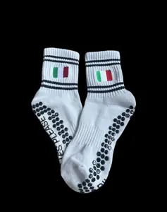 Embroidered Italian Flag Pilates Grip Socks – Non-Slip, Soft & Breathable