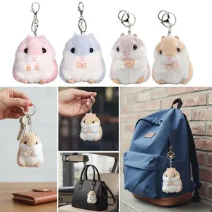 2 pack Hamster Plush Keychain Stuffed Animals Keyring Pendants Plush Toy Keychain Charms Wallet Backpack Handbag