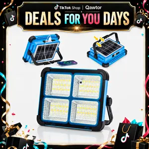 Solar Rechargeable LED Work Light, 288 Super Bright 5730 Beads Floodlight with USB & Type-C Charging, 5 Lighting Modes, Waterproof IP66 Portable Lamp for Camping, Fishing, Emergency & Outdoor Use,Deals For You Days