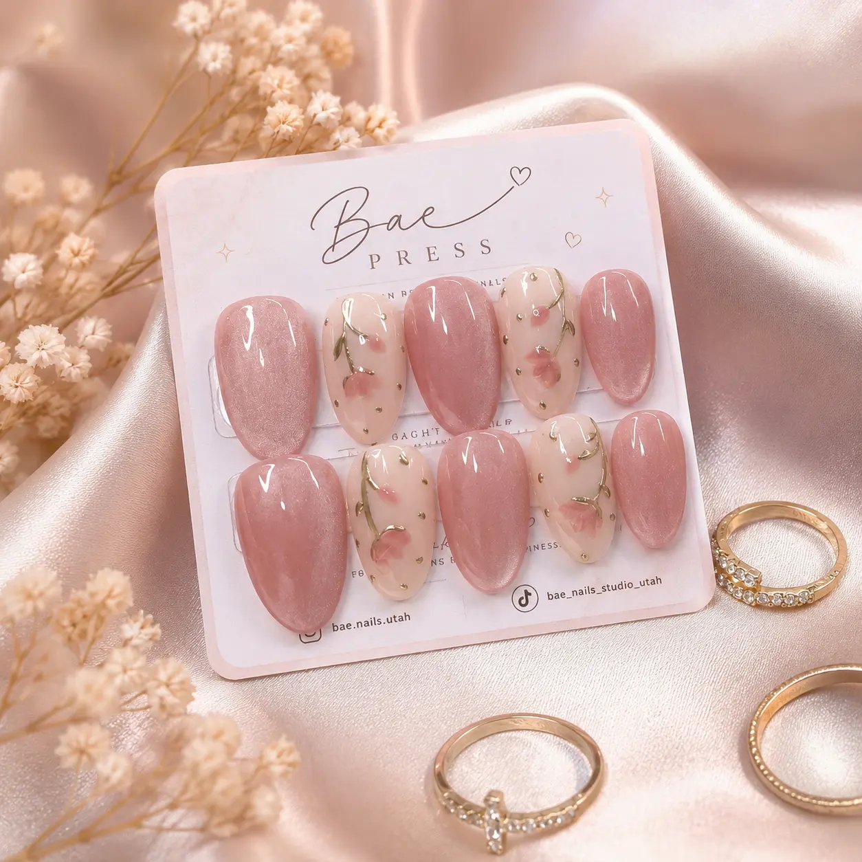 🌸 Blush Petals | Luxury Handmade Gel Press-On Nails