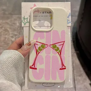 Pink “GIN” text and martini glass design—a TPU case pattern suitable for the iPhone 17 Pro Max