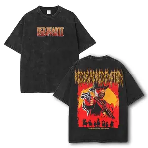 valentine shirts Red Dead Redemption 2 Arthur Morgan Washed Tshirt, 2 Sided Cotton unisex graphic tees game movie merch Menswear action rpg fps streetwear lover