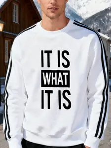 Autumn Winter Graphic Print Long Sleeve Pullover, Loose-Fitting Casual Style, College Wind Round Neck Sweater for Outdoor Wear