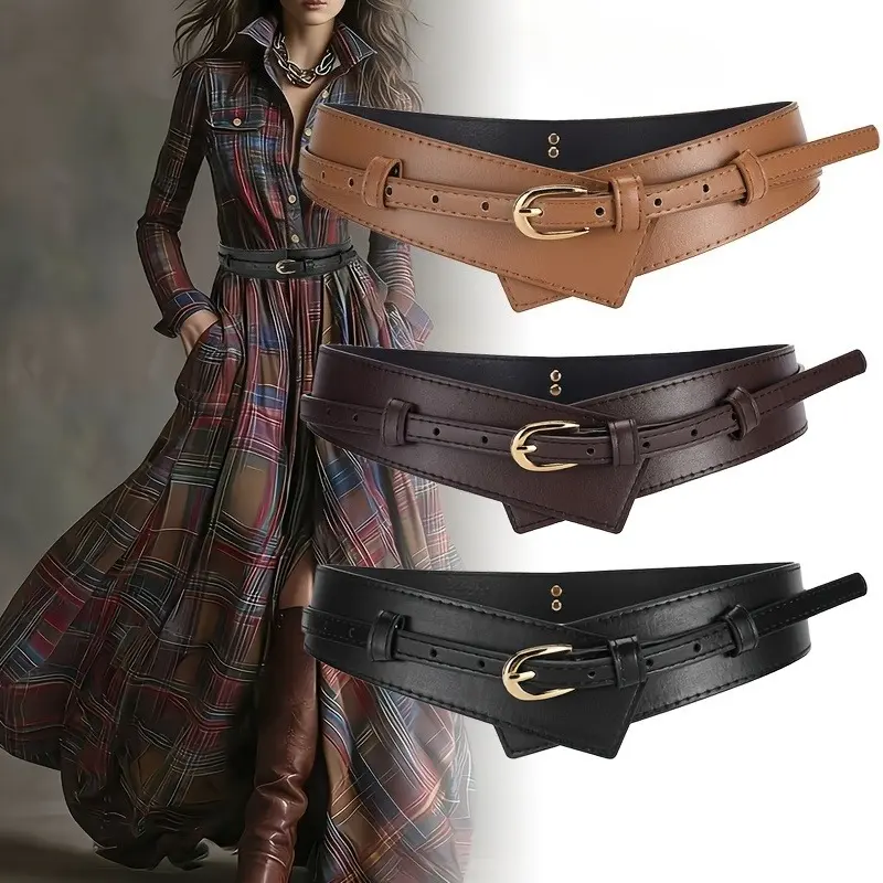Women’s Boho Buckle Belt - Detachable Adjust-Fit, Convertible Wide-Narrow Retro Accessory, Adjustable Multi-Use for Dresses, Trench Coats, All-Season Essential Fashion Accessory, Belts, Adjust-Fit Women's Belts