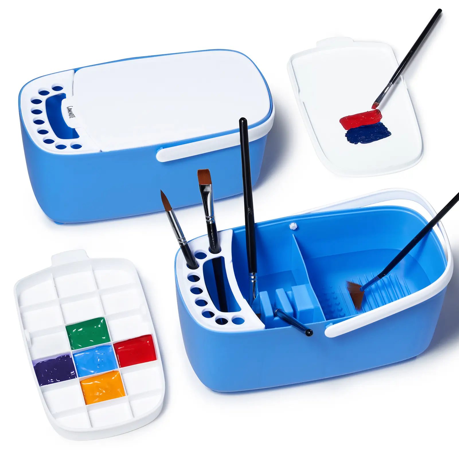 GAMENOTE Paint Brush Cleaner - Paint Brush Holder with Palette and Handle,Rinser for Acrylic, Watercolor, and Water-Based Paints, Painting Art Supply Storage Organizer