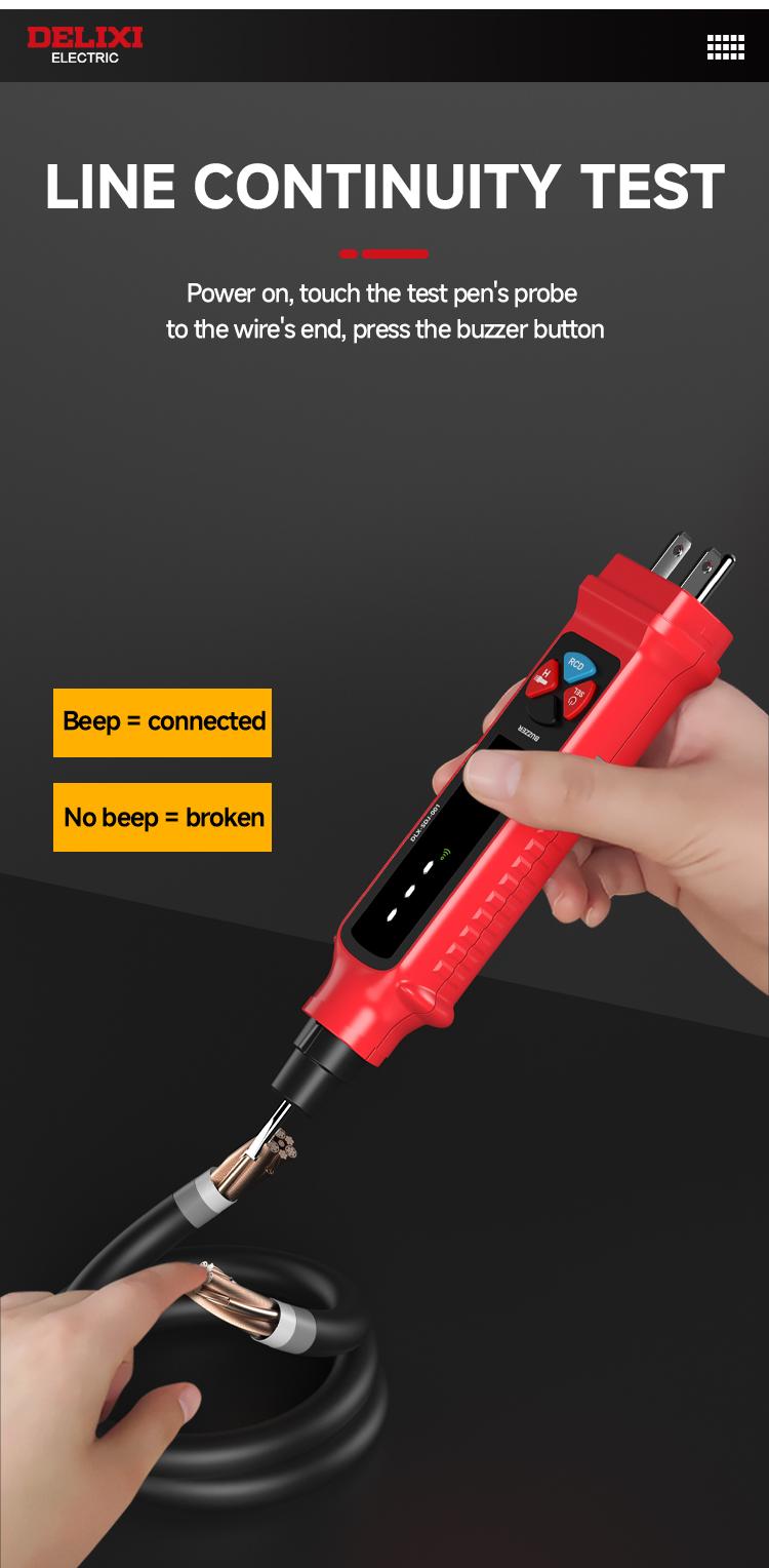 DELIXI 2 in 1 Outlet Circuit & Voltage Tester Pen, 2–440V AC Voltage Detector with NCV Function, Integrated GFCI Outlet Tester & Polarity Check, LCD Display, Audible Alarm & Flashlight, 3 Prong AC Voltage Socket Checker, Wiring Fault Detector detail 6