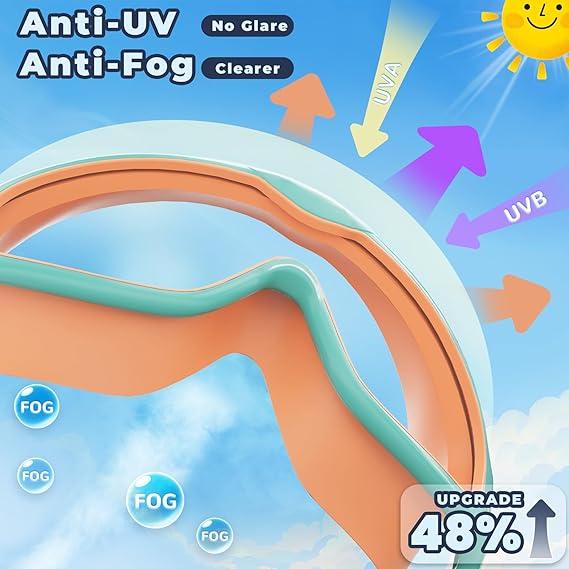 Swimming Goggles for Kids, Anti-Fog Wide Vision Goggles, 2 Counts/Set with Earplugs, Comfortable Silicone Material Diving Swim Goggles for Boys & Girls, Clear View No Leak Design for Pool Beach Training Water Sports Use