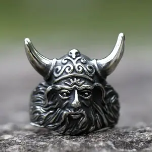 New Men's 316L Stainless Steel Rings Viking Warrior Amulet Rune Ring Odin Fashion Jewelry Gifts