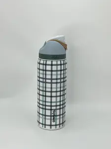 Owala Freesip 32oz Color-block Plaid Print Stainless Steel Straw Insulated Water Bottle, BPA-Free, Equipped With Carry Loop, Portable Cup for Travel, Sports, Office & Outdoor Use