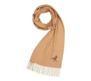 Fable Robin Embroidered Cozy Camel Scarf