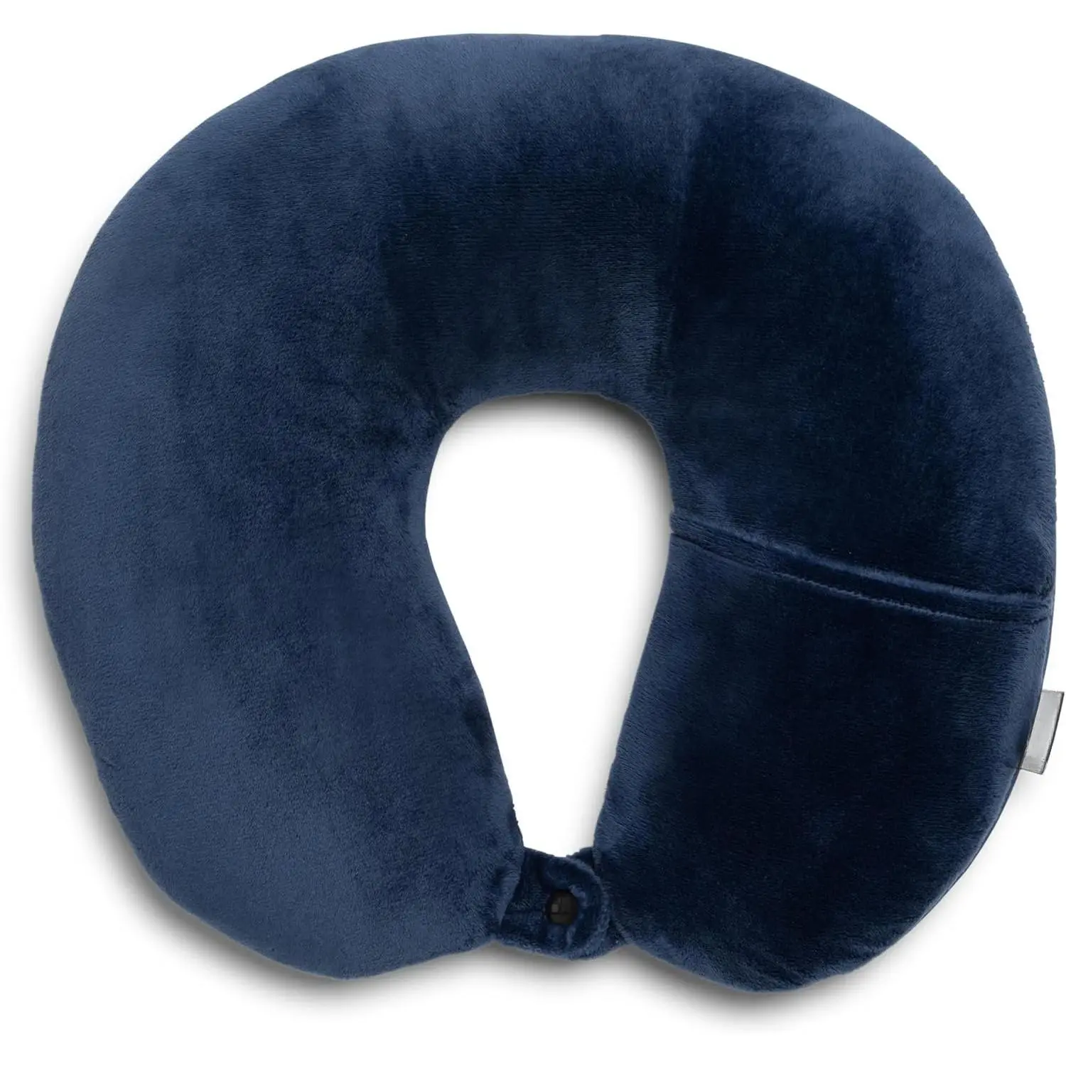 Microbead  Pillow - Super Soft Cozy Lightweight Plush Travel Pillow with Phone or Headphone Pocket, Blue