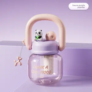 Thickened New Style Good-looking Large Cup with Straw Plastic Big Belly Cup Large Capacity Ton Cup with Handle Large Water Bottle