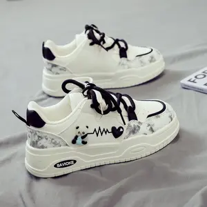 Womens White Sneakers Versatile Sporty Dad Shoes With Thick Soles