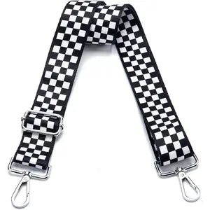 Wide Adjustable Replacement Crossbody Purse Shoulder Bag Strap with Silver Hardware