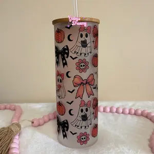 Spooky Ghosts Halloween Iced Coffee Glass Cup