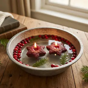 Cranberry Small Star Floating Candle Two Pack