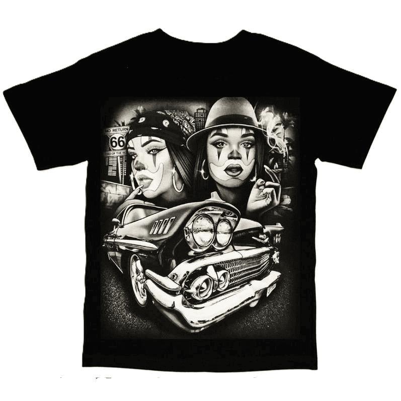 Tears Of A Clown Chola With A Lowrider Bomba Mens T-Shirt Menswear Top, chicanos clothing, gangster clothes for girls, 90s graphic tees Cotton Fabric, hoodies for Women and men clothing, unique gift