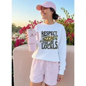 Respect the Locals Sea Turtle Crewneck | Graphic Sweatshirt | Cozy Unisex Pullover