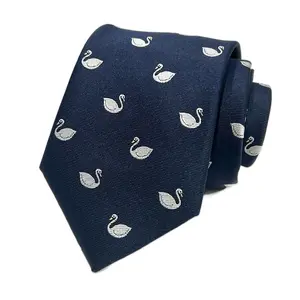 MENDEPOT Animal White Swan Necktie Men Wild Life Bird Fan Tie Gift