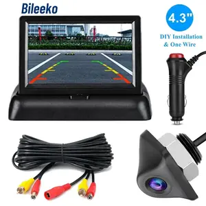 Bileeko4.3 Inch Foldable Tft LCD Car Backup Camera System, Rear Camera Monitor, High Definition Night Vision, Parking Assistance, Plastic Material
