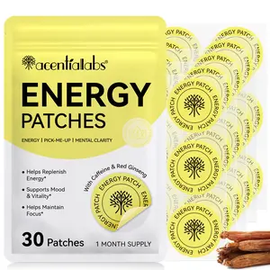 Acentiallabs Daily Energy Patches 30pcs, Easy-to-Use Patches with Caffeine, Red Ginseng & B12, Lightweight & Portable