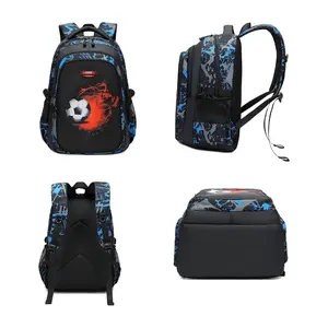 Asge Backpack for School Boys ，Blue Camo Backpack for Boys, Waterproof School Bookbag with Soccer Design, Durable Oxford Fabric Rucksack, Lightweight Kids Daypack, Ergonomic Straps, Multiple Pockets, Travel Bag for Teens, Camouflage Bookbag