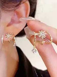 Trending Women's Earrings Set, Fashionable Luxurious Eight-Point Star Design, Unique Small-Batch Jewelry, Perfect Gift Idea, Exquisite Jewelry Gift, Stud Earrings Jewelry