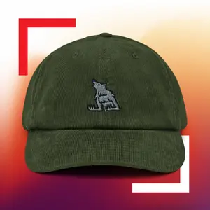 Comfortable Corduroy Cap - Howling Wolf Embroidered Design for Casual and Outdoor Activities