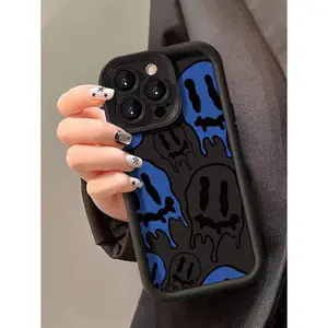 New High-End Textured Anti-Drop Red Twisted Smiling Face Painted Phone Case, Compatible With IPhone 16/11/16pro/16plus/16promax/16e/15Promax/13/14/12/XS/XR/7G/8P, Compatible With Samsung Galaxy S25/S25PLUS