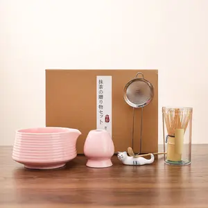 Matcha Tool Set of 6 Tea Making Tools Includes Matcha Bowl, Bamboo Whisk, Sifting Spoon, Stainless Steel Sieve, Adorable Cat Ornament, Perfect for Beginners Matcha Kit Set